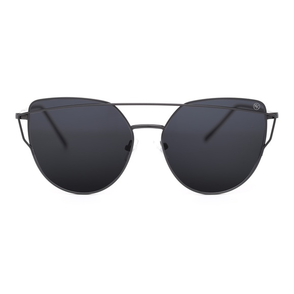 Kara and Kate Black On Black  Mirrored Sunglasses - Picture 2 of 6